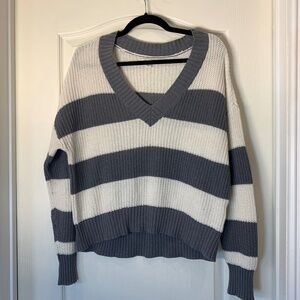 American Eagle Cropped Striped Knit Sweater – Youth Casual Style (S) Comfy style